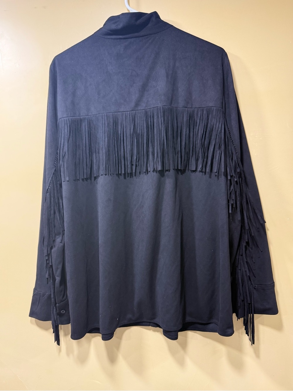 Zara Black Blouse with Fringe Sleeve Detail - Picture 4 of 10